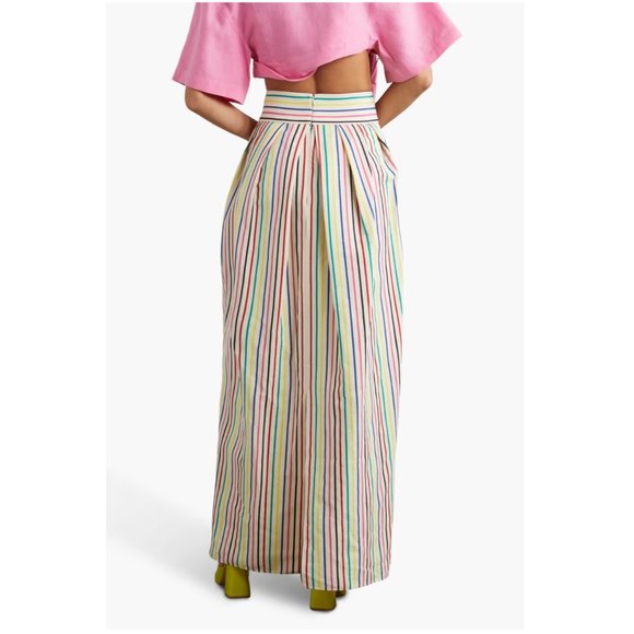 NWT Rosie Assoulin Vita Pleated Striped Cotton and Linen Blend Maxi Skirt US8 - Picture 2 of 5